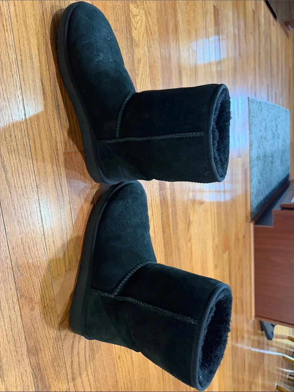 Classic Black Suede Fuzzy Lined Boots